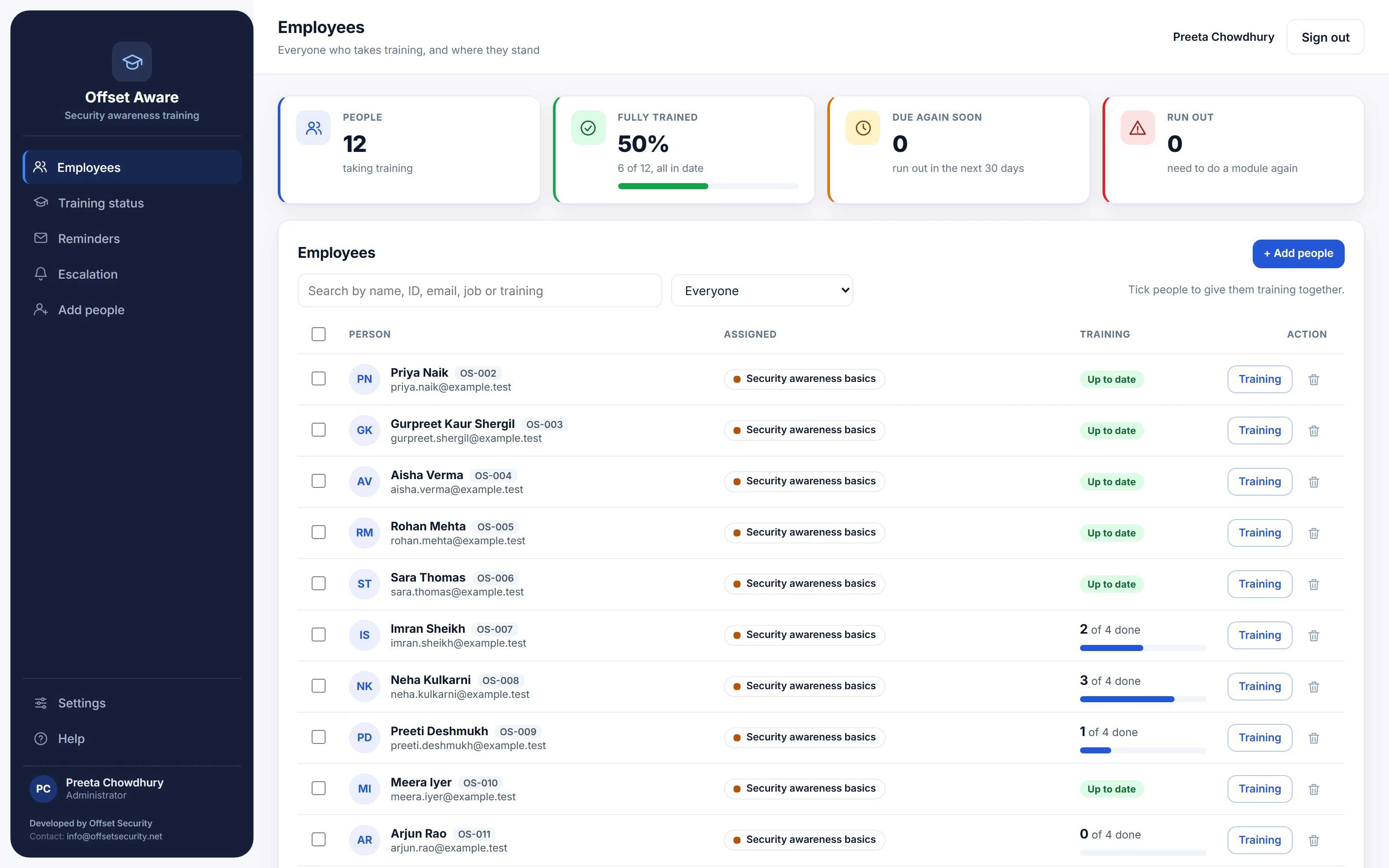 Offset Aware: Employee directory